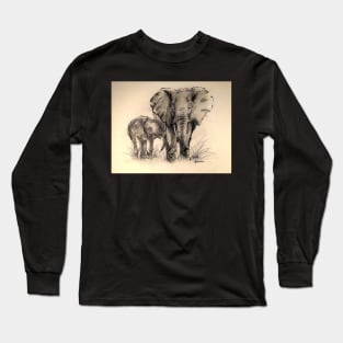 Always Here for You - Elephant ink wash painting on watercolor paper Long Sleeve T-Shirt